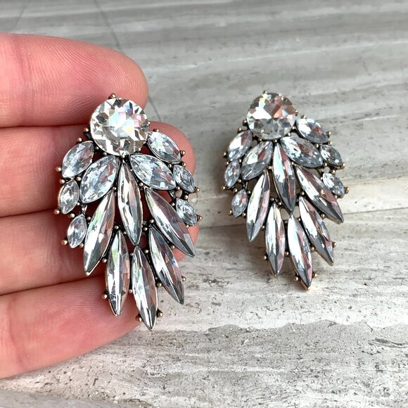 New ~ Anthropologie Ettika "Cry Me A River" Clear Crystal Drop Earrings - Picture 3 of 12